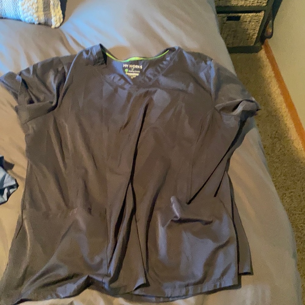Healing Hands- gray scrub top